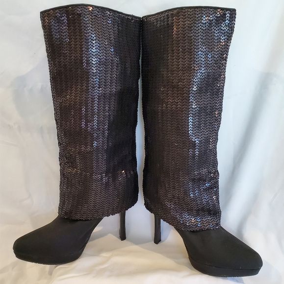 Nina Shoes - Nina Nakona Sequin Platform Boots, Size 7.5 US